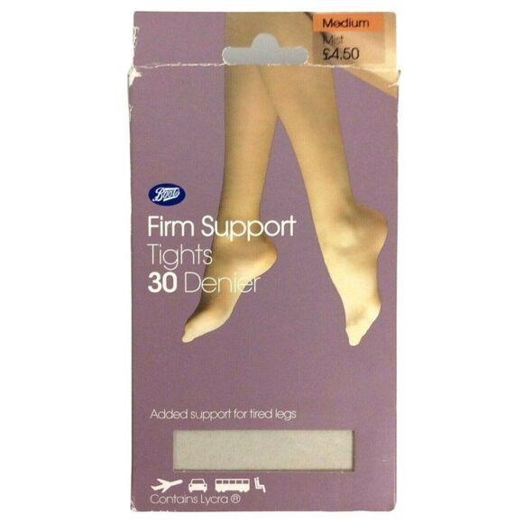 Boots Firm Support Compression Tights Hose Medium Mist 30 Denier - Picture 1 of 3